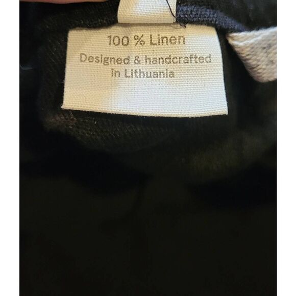 LinenID Studio Pants Women's Small Black Linen Tapered Pleated Elastic Waist - Picture 4 of 6